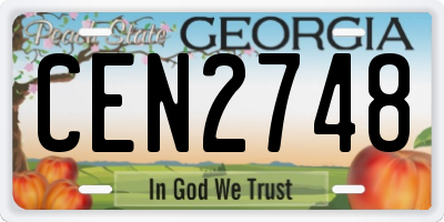 GA license plate CEN2748