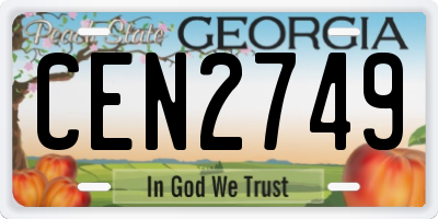 GA license plate CEN2749