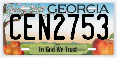 GA license plate CEN2753