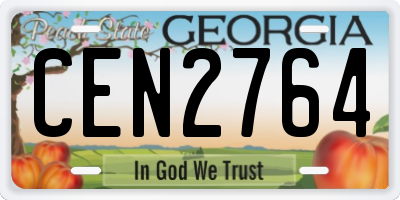 GA license plate CEN2764