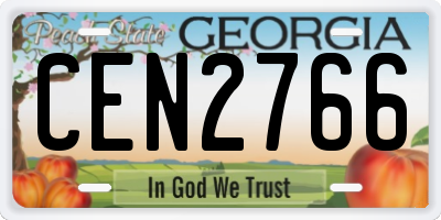 GA license plate CEN2766