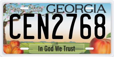 GA license plate CEN2768