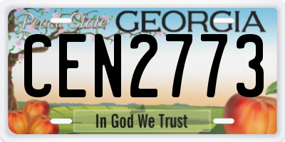 GA license plate CEN2773