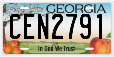 GA license plate CEN2791