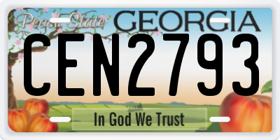 GA license plate CEN2793