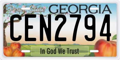 GA license plate CEN2794