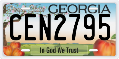 GA license plate CEN2795