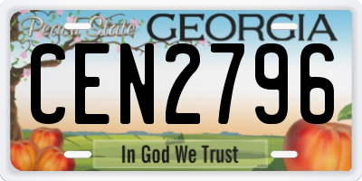 GA license plate CEN2796