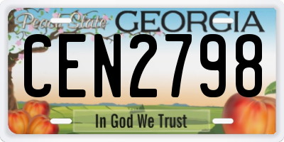 GA license plate CEN2798