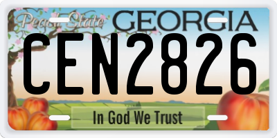GA license plate CEN2826