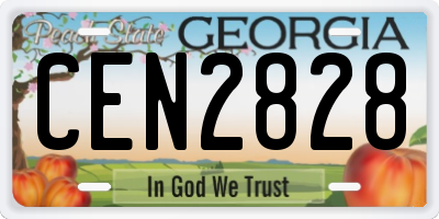 GA license plate CEN2828