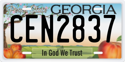 GA license plate CEN2837