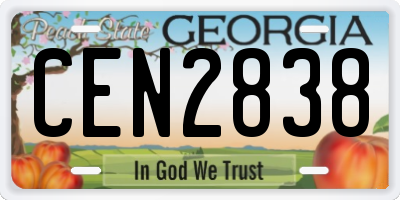 GA license plate CEN2838