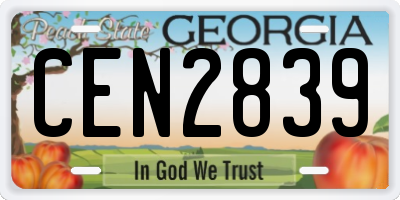 GA license plate CEN2839