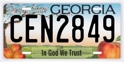 GA license plate CEN2849