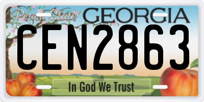 GA license plate CEN2863