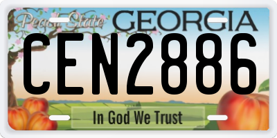 GA license plate CEN2886