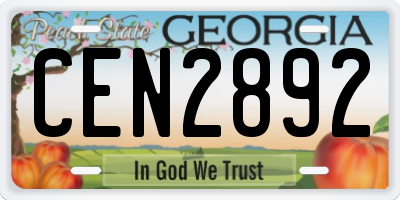 GA license plate CEN2892