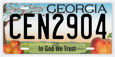 GA license plate CEN2904