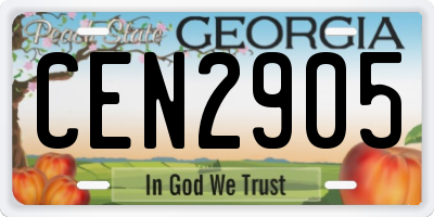 GA license plate CEN2905