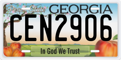GA license plate CEN2906