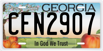 GA license plate CEN2907