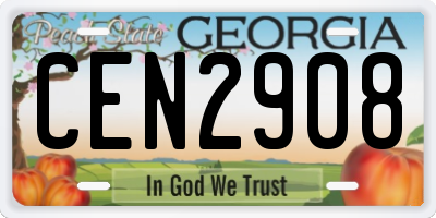 GA license plate CEN2908