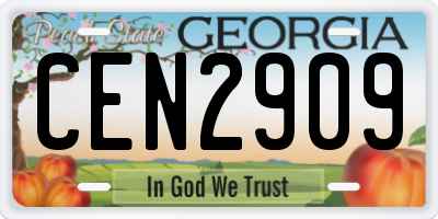 GA license plate CEN2909