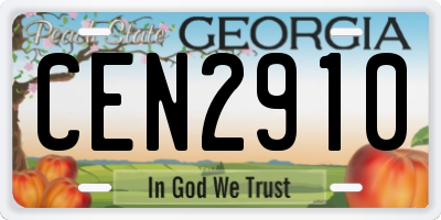 GA license plate CEN2910