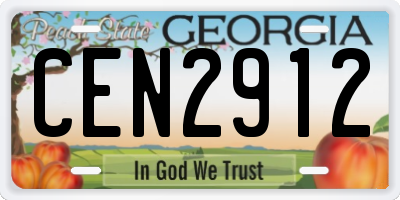 GA license plate CEN2912