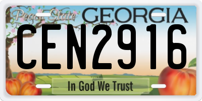 GA license plate CEN2916