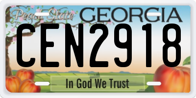 GA license plate CEN2918