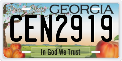 GA license plate CEN2919