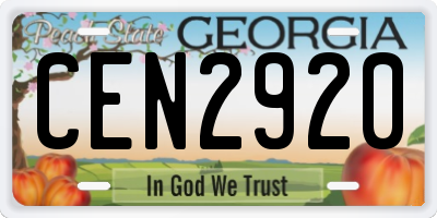 GA license plate CEN2920