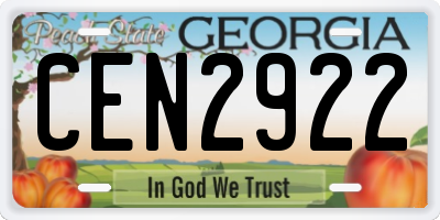 GA license plate CEN2922