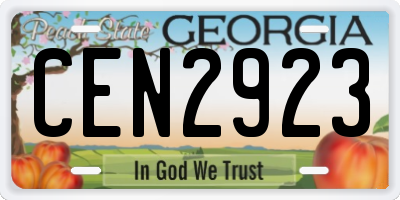 GA license plate CEN2923