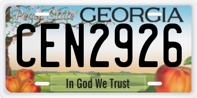 GA license plate CEN2926