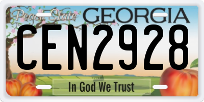 GA license plate CEN2928