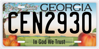 GA license plate CEN2930