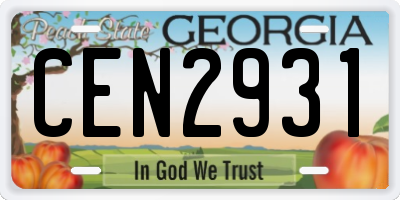 GA license plate CEN2931