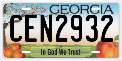 GA license plate CEN2932