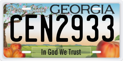 GA license plate CEN2933