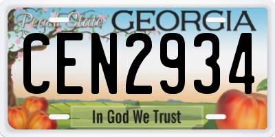 GA license plate CEN2934