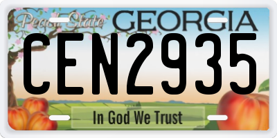 GA license plate CEN2935