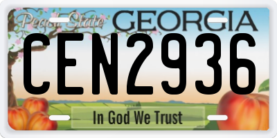GA license plate CEN2936