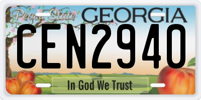 GA license plate CEN2940