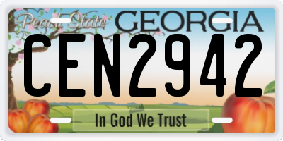GA license plate CEN2942