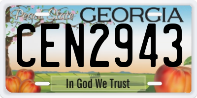 GA license plate CEN2943