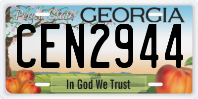 GA license plate CEN2944