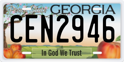 GA license plate CEN2946